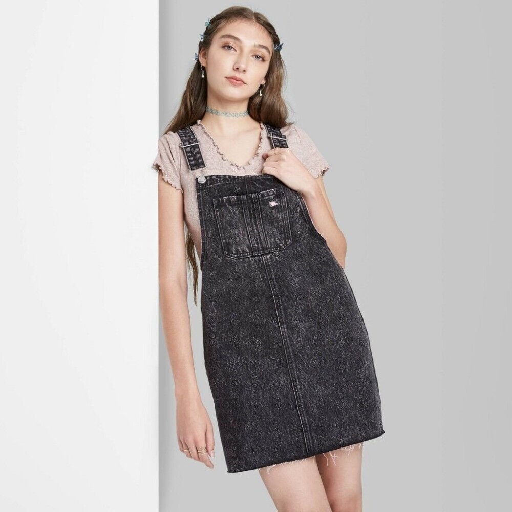 Women's Denim Pinafore Dress - Wild Fable